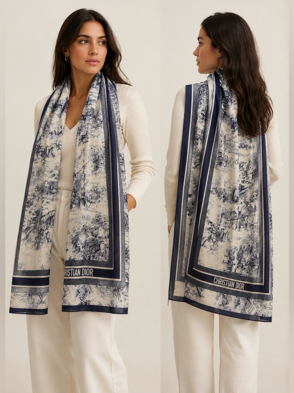 CD silk long scarf
